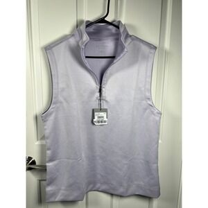 Hickey Freeman Womens Quarter Zip Golf Vest Misty Lilac Purple Striped L NWT